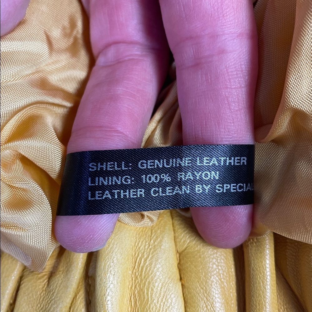 Michael Hoban Yellow Leather Vintage Puffer Jacket - Sz M - Picture 5 of 12